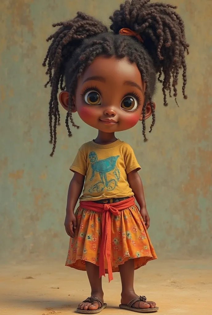 Jolia :
Jolia is one of the Timbas, a  with African braids and boundless energy. Bien que son apparence soit celle d'une enfant de 8-10 ans, she has wisdom that goes beyond her age. Elle est joyeuse, curious and loves to ask deep questions. She wears a ski...