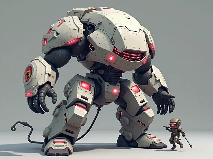 Um jogo digital no estilo pixel e no sentido horizontal, com o jogador lutando contra um NPCThe image presents a detailed and highly stylized 3D rendering of a warrior-like robot or bio-mechanical entity, which could be imagined as a futuristic suit of arm...