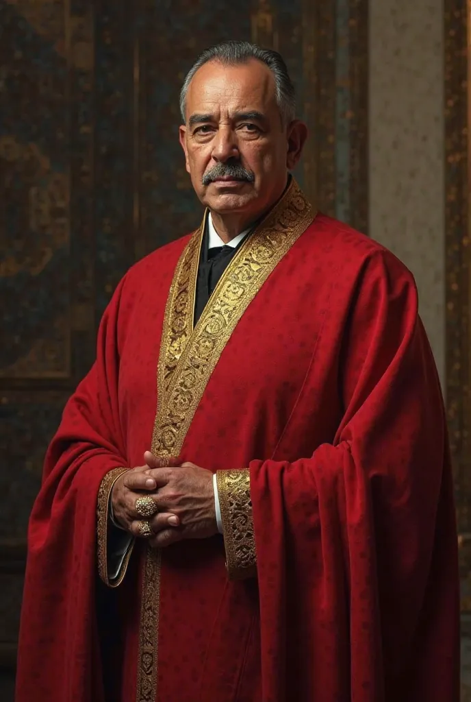 Prisident of algeria tboune  with clothes fashion color red and collie gold and ring and monteau arab 