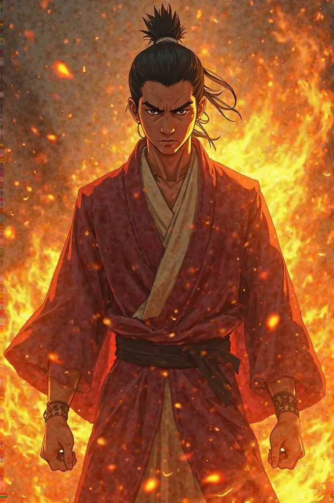 Zuko in an intense moment,  with fire around 