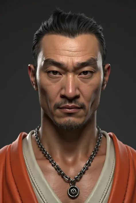 A close up of a man with a necklace around his neck,  concept art by Eddie Mendoza , Featured in Zbrush Central , shin hanga, art as a character in Tekken, yasuke 5 0 0 px models, Realistic Goku , 1 / 6 katsuya terada ,  rendering Arnold ,  Rendered by Arn...