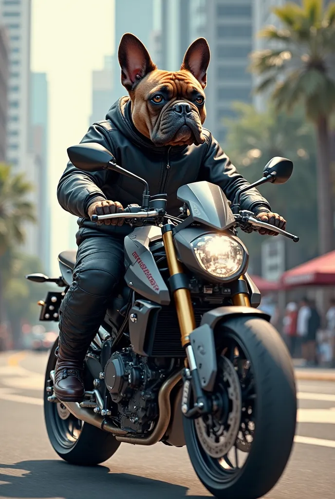 Bouledogue Francis en Yamaha mt10