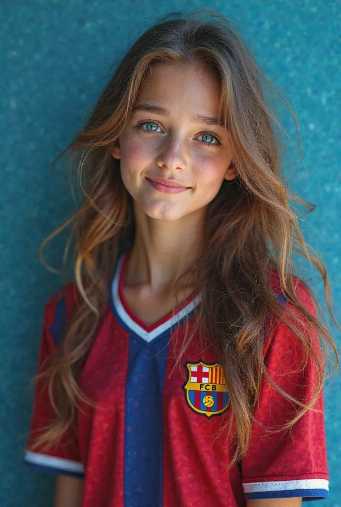 Very beautiful cute girl wearing Barcelona outfit