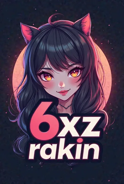 generate me a gaming logo with the name of 6XZ Rakin with the female character it is a gaming profile logo in the female character is sexy and cute 