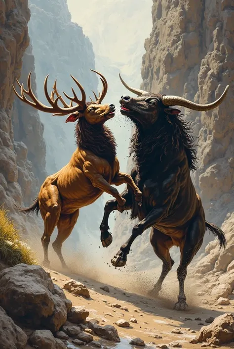 Crash stag with bull