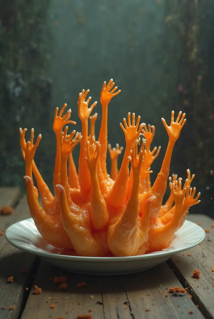 A plate with orange fingers