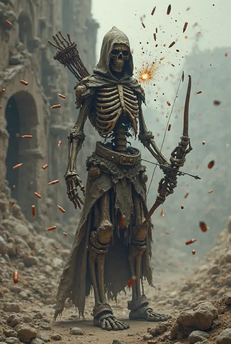 Skeleton archer being hit by bullets