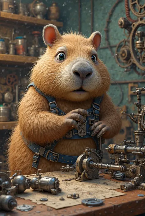 A capybara mechanical engineer 