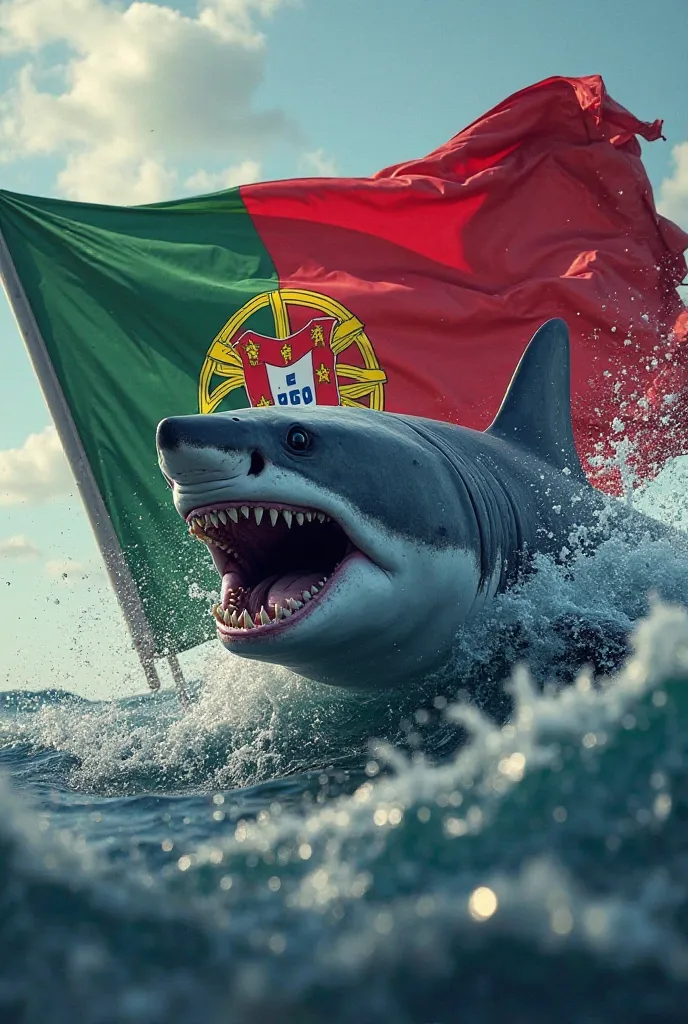 Shark crowned with a flag of Portugal