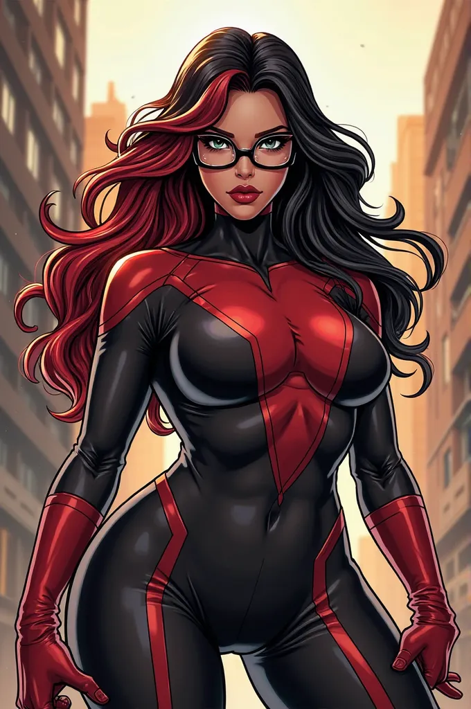 Super héroïne Marvel, assez ronde et cheveux longs noirs et rouges. Elle porte des lunettes. Son super pouvoir c'est de parler aux Maine coon. 