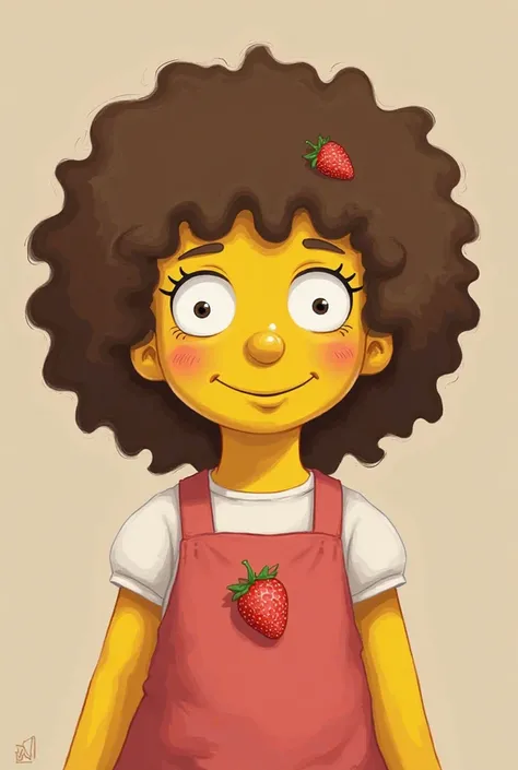 A girl from The Simpsons, Curly brown hair,  of fair skin, who loves strawberries and dresses 