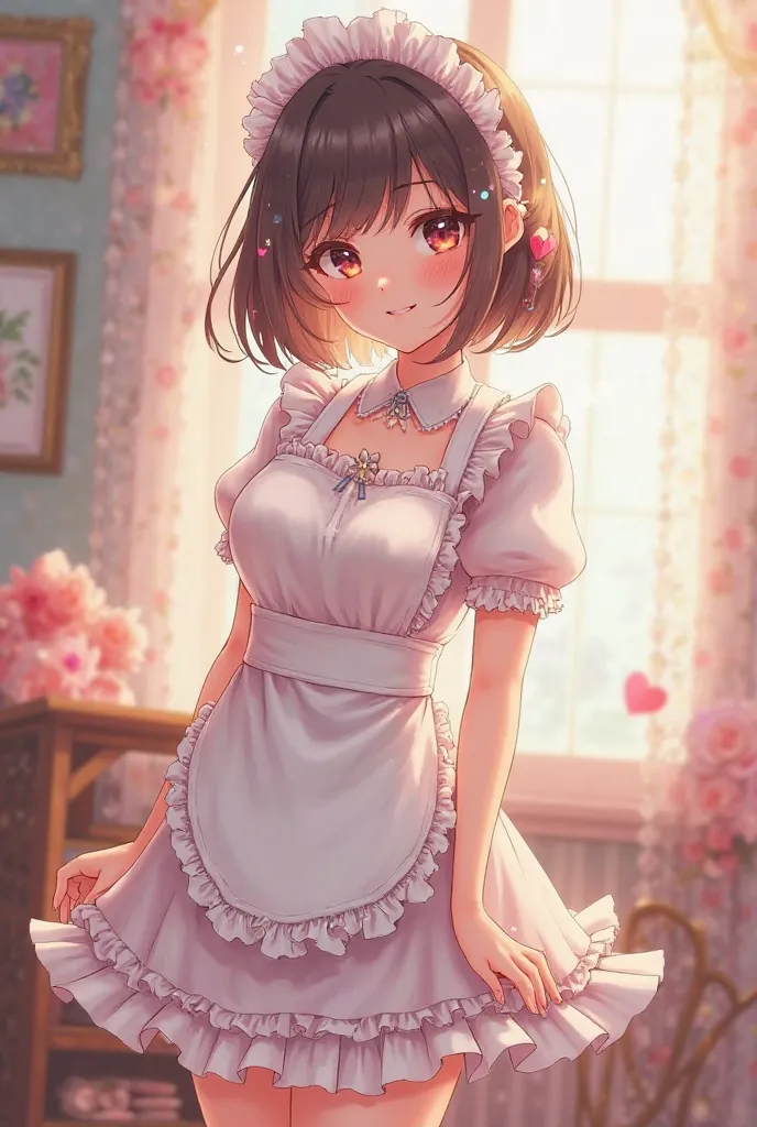 In maid outfit 