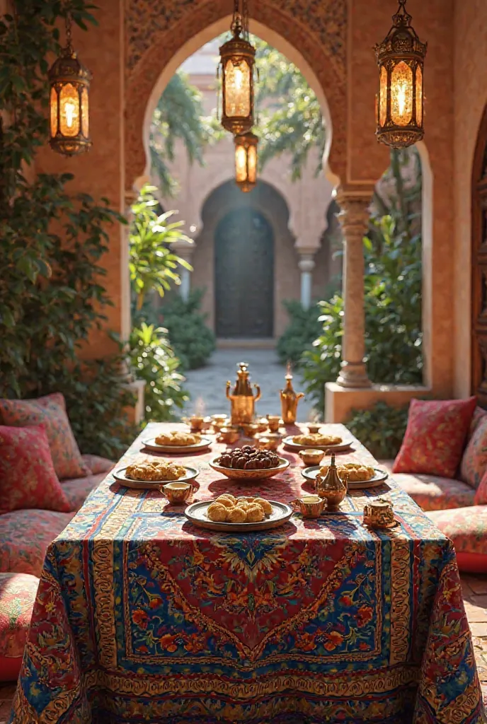 a picture of a Moroccan table. During Ramadan 