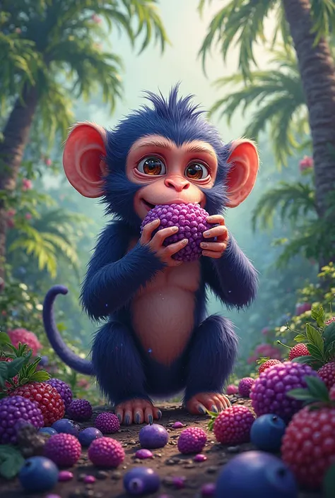 Monkey eating açaí 