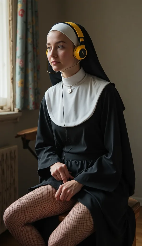 In the quiet convent of Clause of Little Sisters of Charity, , a young nun is dedicated to the artisanal task of dressing herself with devotion and skill. Although her hands work skilfully to dress, , her mind is at peace as she listens to music on her bri...