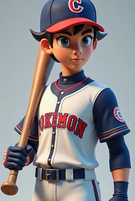 a close up of a person in a baseball uniform and a baseball bat, pokemon trainer outfit, full body single character, single character full body, as a fortnite character, full body character, character model, character render, stylized character, highly det...