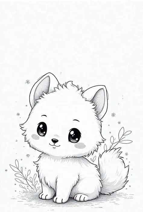 Realistic detailed cute black and white coloring page 
