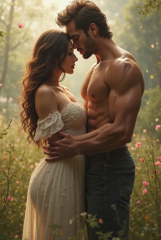 Big massive boobs women and tall handsome boy cuddles romantic 