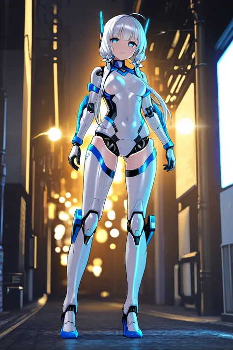 anime style, 1girl, younger female, voluptuous, humanoid robot, doll joints, mecha musume, perfect hands, nsfw, 3d, high resolution, high quality, hd,  