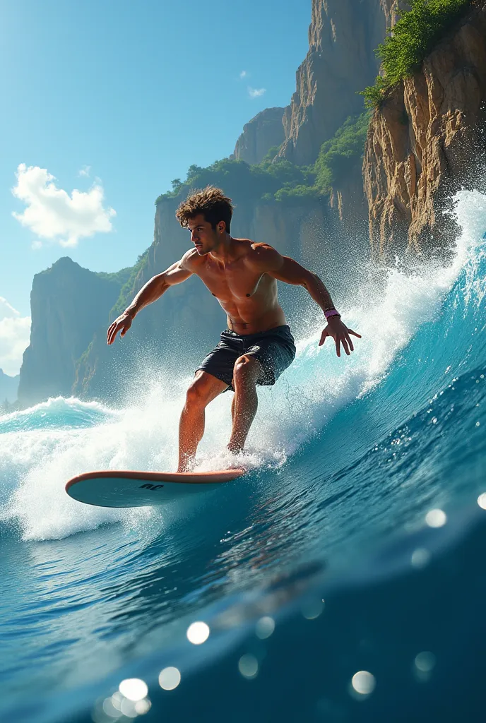 Man surfing short hair 