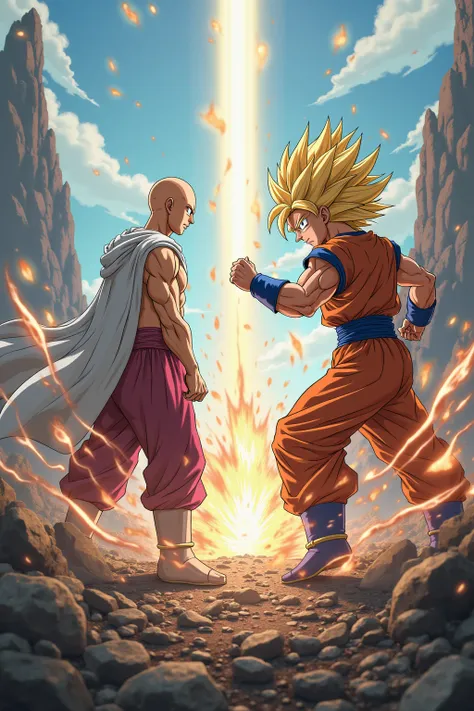 Create an image of Saitama vs Goku