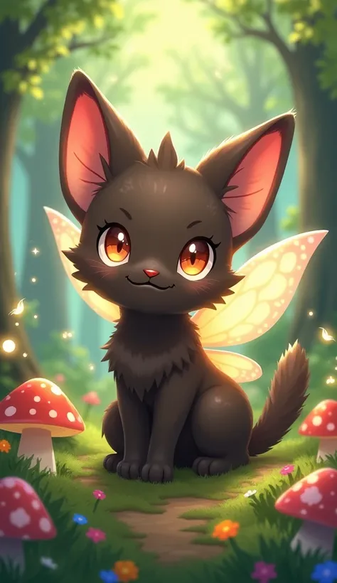 You could create a fairy-like Pokémon out of a dark brown tabby Kitty, furry anime style Pokemon 