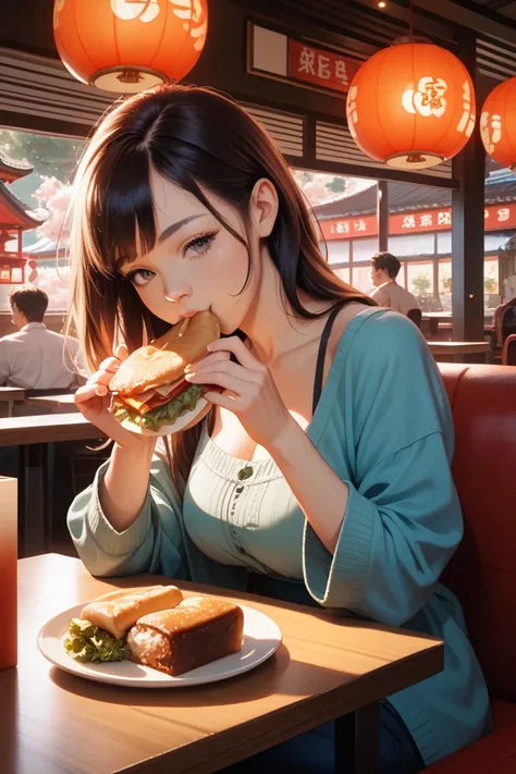 Japanese woman　 real 　Having a meal