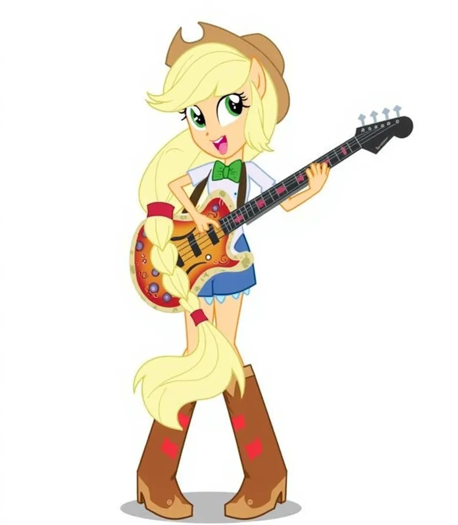 Applejack from Equestria Girls, dressed in grunge y2k clothing, with serious facial expression.