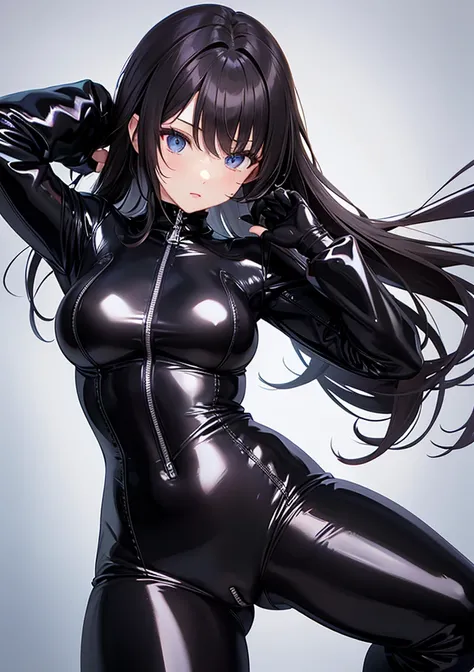 BLACK PVC CATSUIT GIRL