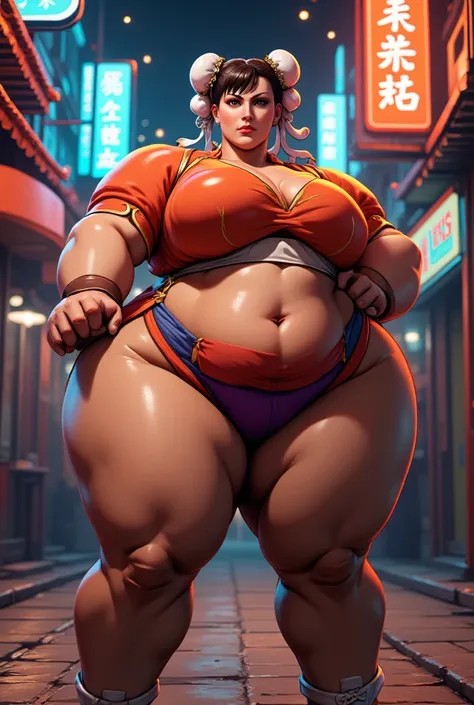 chun li, bbw, very fat, big ass, big breasts,
