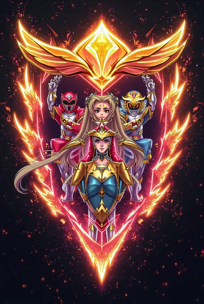 sailor moon sentai lion logo with the words sailor moon sentai lion on it as well as the power ranger lighting bolt  and sailor moon and a naver before seen scarlet lion power ranger on it