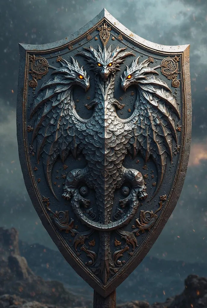 Create a dragon team shield written Iron Drangons 
