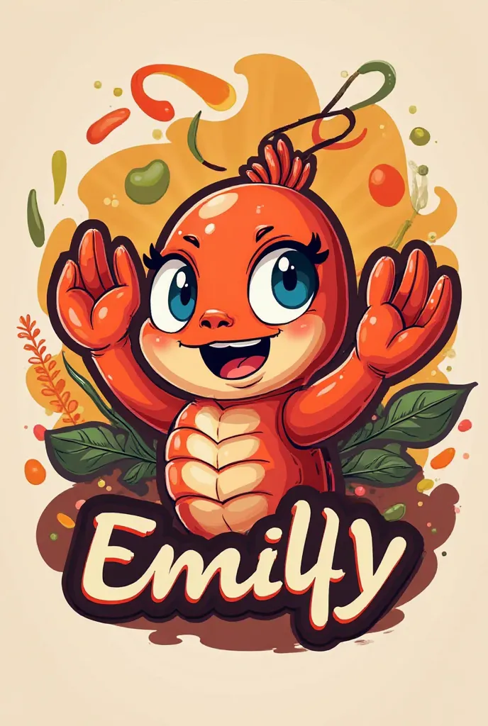 Logo for shrimp paste spicy and pork flavor brand name is Emily 