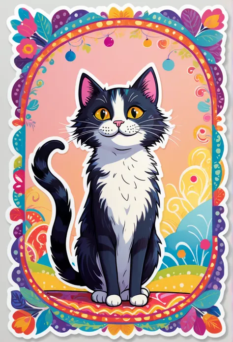  one sticker, cat border 