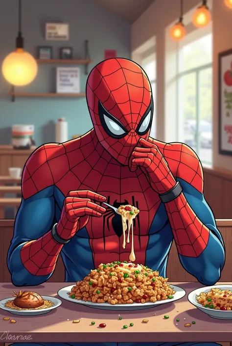 Spider-man eats a little fat