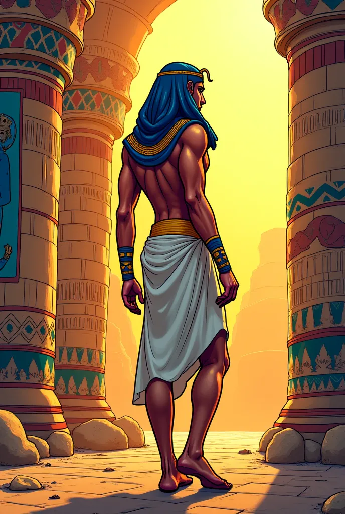 Play a distracted Egyptian turning his back farther in Comick