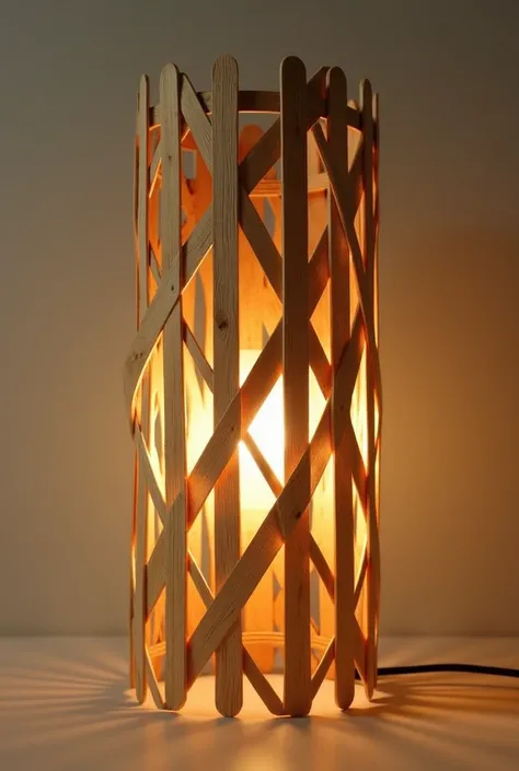 Lamp design that is made up of popsicle sticks