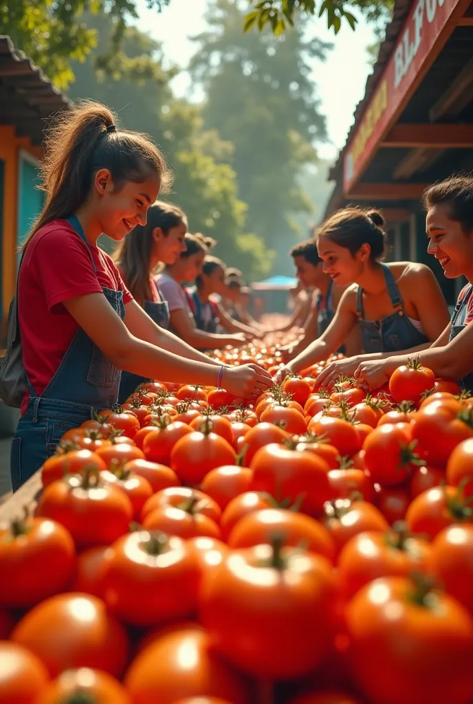 A video showing a group of young people who have a tomato business