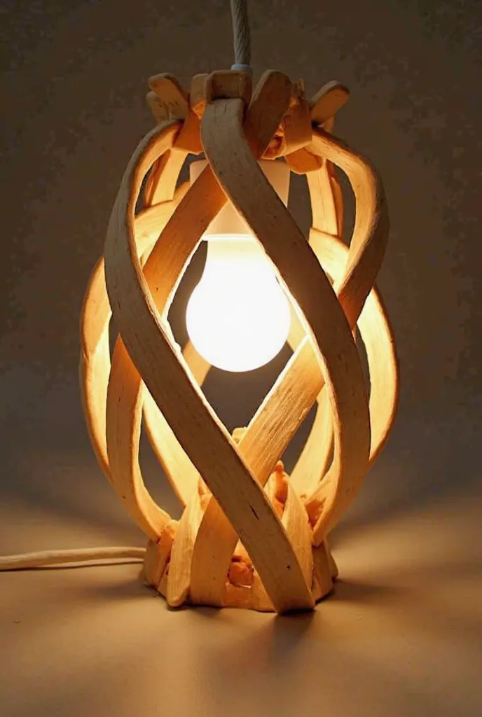 Creative Lamp design that is made up of popsicle sticks 