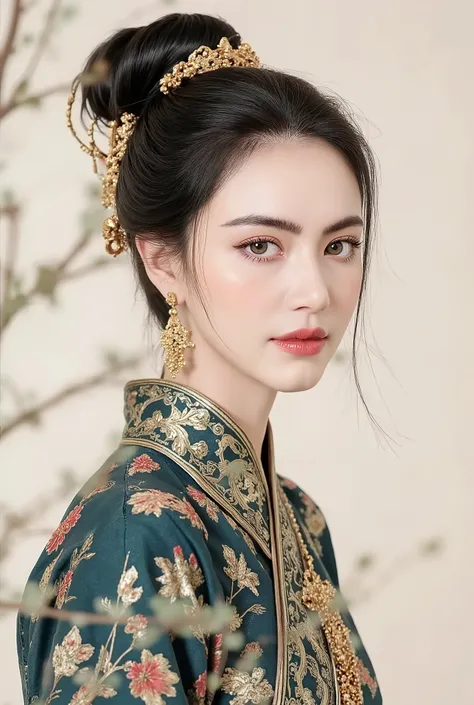 (masterpiece), Chinese brush painting, breathtaking ancient woman, (priest dress), (elegant full body pose), (frontal view), highlighted intricate details, vibrant ink strokes, harmonious color palette, showcasing grace and beauty, winning award quality, (...