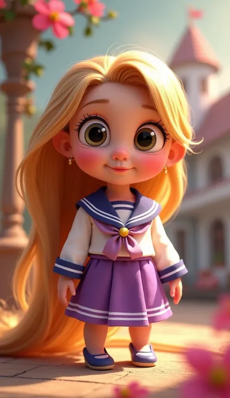 Disney Pixar style character Rapunzel baby in a sailor costume