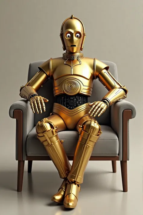 C3P0 sitting in a chair 