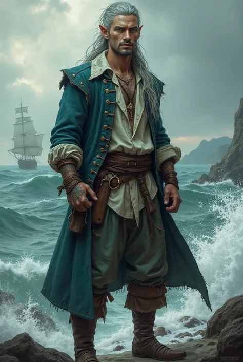 Male Sea Elf 20 years old, Realistic Pirate