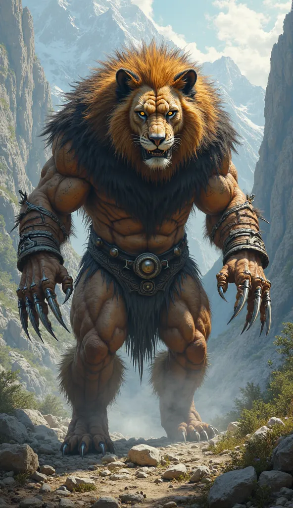 wolverine with lion's mane and body with wolverine claws