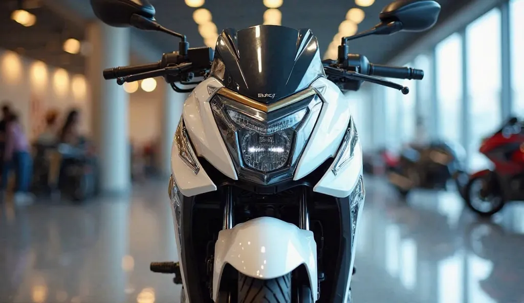 2025 Bajaj platina 100 front view look view showroom  in color white full hd image 