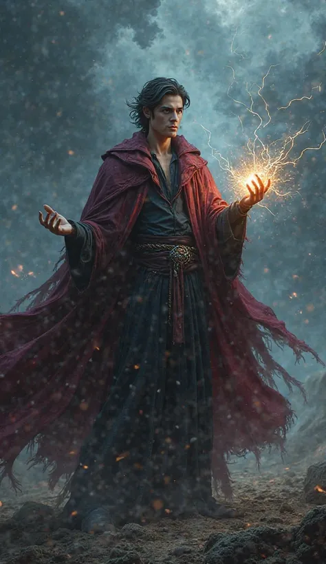 please imagine a young powerful evil handsome warlock wielding immense magical powers in his hands. 