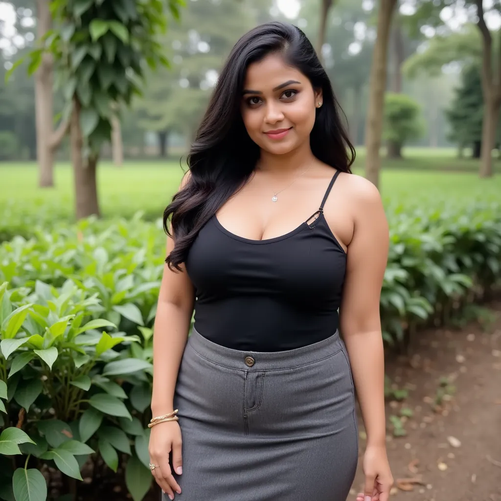 Indian young,rich office lady.35 years old age.she is curvy shaped.she is slim sized body. perfectly fit body figure with milf breast and she is fairness skin, black hair and full buttocks.wearing knee length long tight gra colour skirt and black small str...