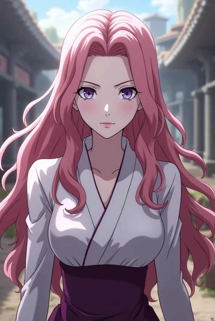 "Naruto Shippuden Manga Screenshot Screencap Version" Description of the character ; white, purple-eyed, wavy almost pink hair with a very good figure 