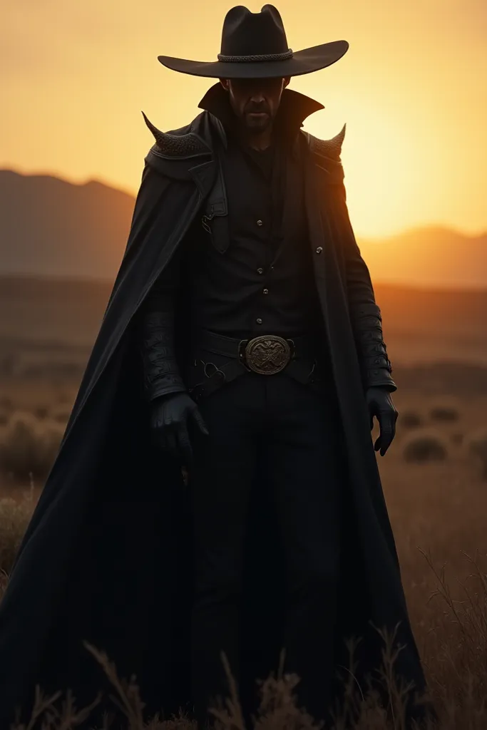 Cowboy with black clothes and shady body