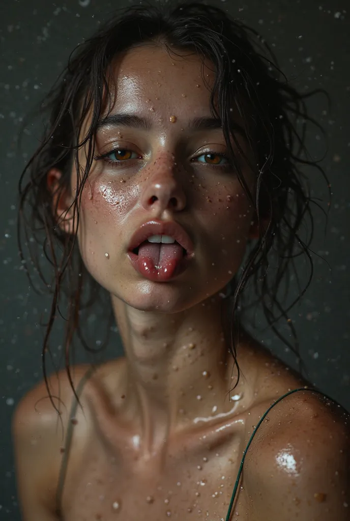 I want the image of a girl wet and with her tongue sticking out 